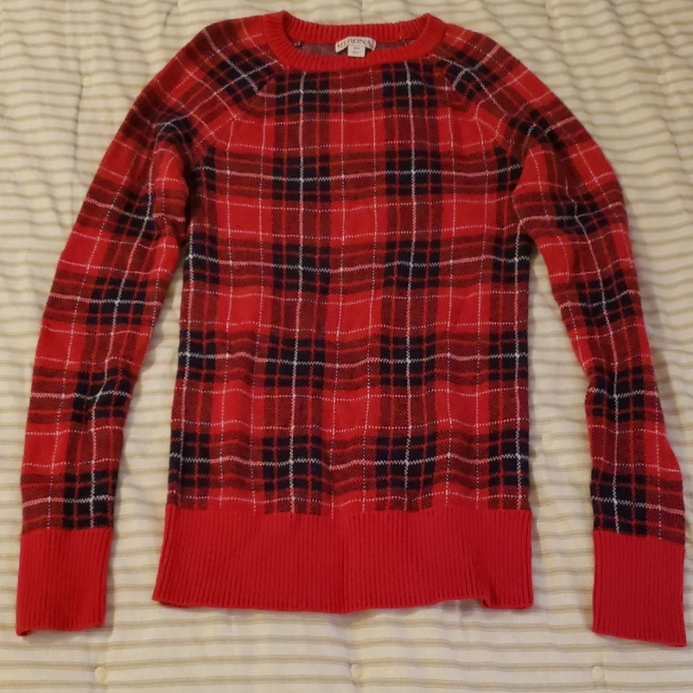 Merona Red Plaid Women's Sweater